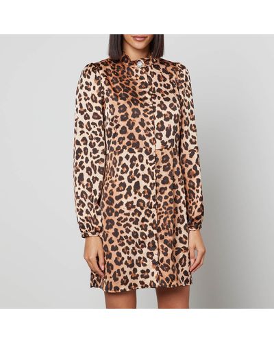 Crās Lava Leopard-print Recycled Satin Mini Dress - Brown