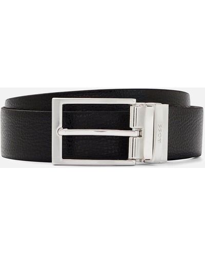 BOSS Ollie Textured-leather Belt - Black