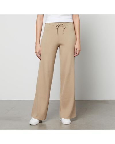 Tommy Hilfiger Cotton-blend Ribbed-knit Trousers - Natural