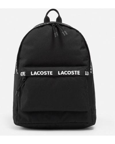 Lacoste Tape Logo Nylon Backpack - Black