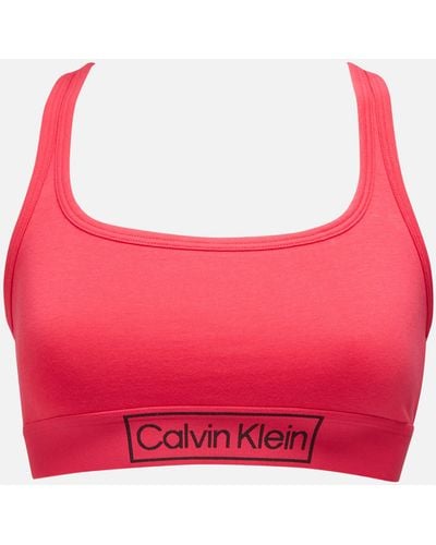 Calvin Klein Reimagined Heritage Unlined Cotton-blend Bralette - Red
