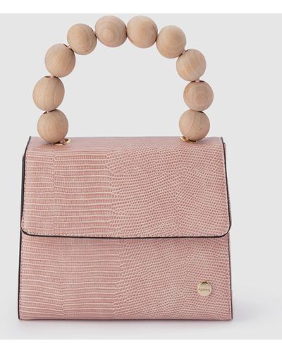OLGA BERG Caylee Wood Bead Handle Bag - Pink