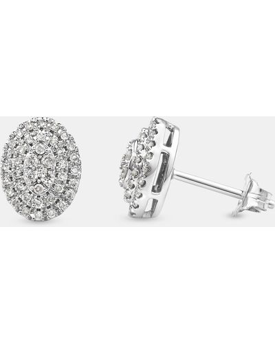Michael Hill 0.30 Carat Tw Oval Shaped Diamond Cluster Stud Earrings In 10kt Gold - White