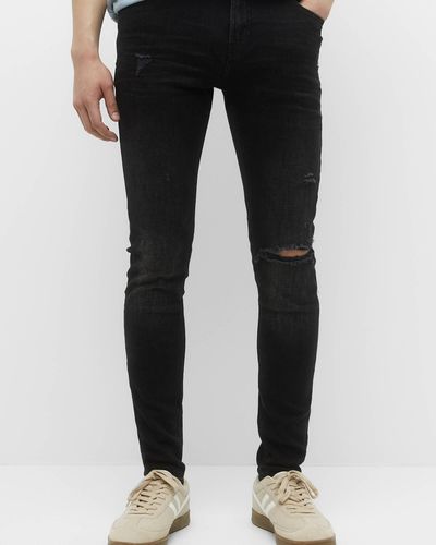 Pull&Bear Ripped Skinny Jeans - Blue