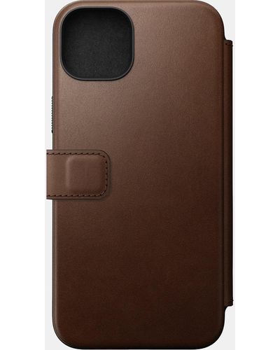 Nomad Iphone 15 Plus Leather Folio Phone Case - Black