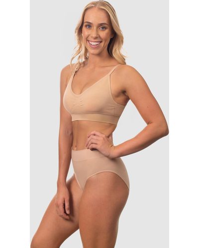 B Free Intimate Apparel Smooth Touch Contour High Cut Briefs 3 Pack - Natural