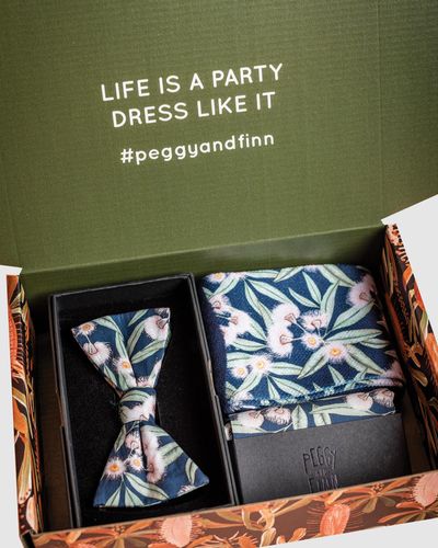 Peggy and Finn Flowering Gum Bow Tie Gift Box - Blue