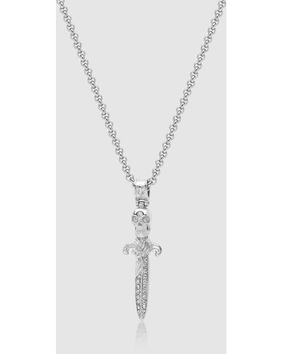 Nialaya Skull Sword Necklace - White