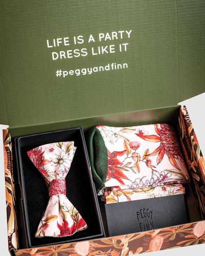 Peggy and Finn Botanical Bow Tie Gift Box - Green