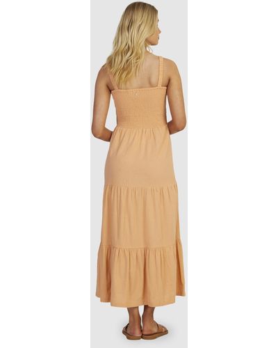 Roxy Sunnier Shores Solid Short Sleeve Dress - Natural