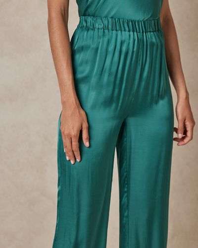 AERE High Waisted Flare Trousers - Green