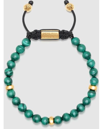 Nialaya Beaded Bracelet With Malachite And Gold - Green