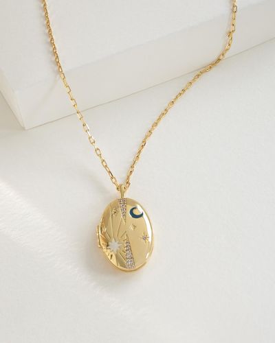 Wanderlust + Co Heart Locket Necklace - Metallic - Necklaces