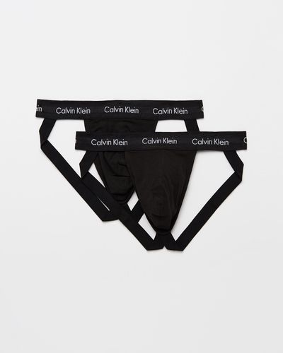 Calvin Klein Cotton Stretch Jock Straps 2 Pack - Black