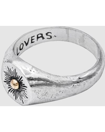 Haze & Glory Iconic Exclusive Ring Men Signet Ring Sun Lover Hammered In 925 Sterling - Black