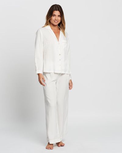 Homebodii Eva Long Pyjama Set - White