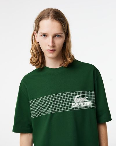 Lacoste Loose Fit Tennis Print T Shirt - Green