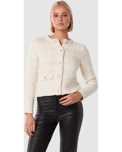 Forever New Amy Textured Knit Cardigan - Natural