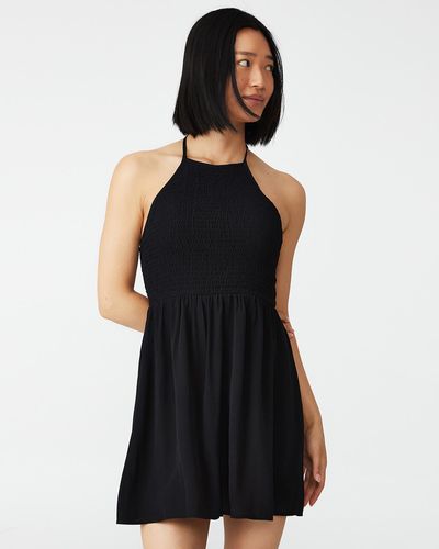 Cotton On Petite Luna Shirred Halter Mini Dress - Black