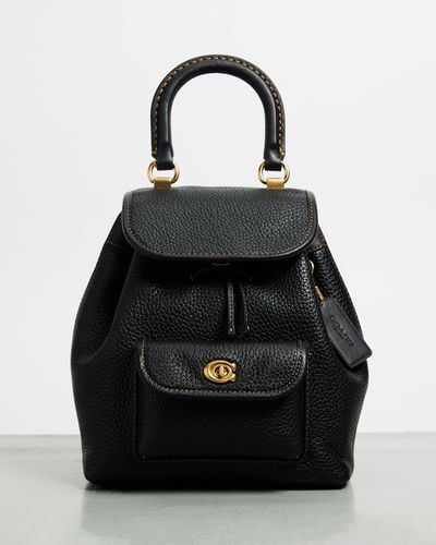 COACH Soft Pebble Leather Riya Backpack 21 - Black