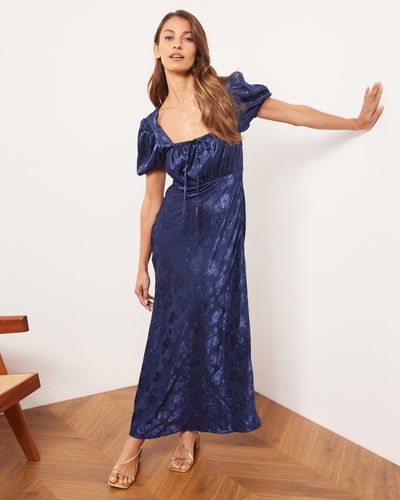 Atmos&Here Madeline Jacquard Midi Dress - Blue
