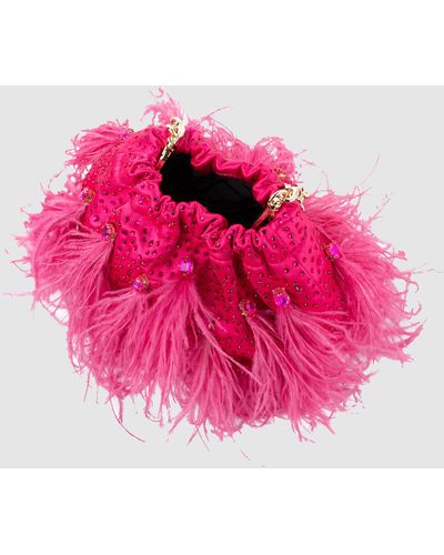 OLGA BERG Livvy Feather Pouch - Pink