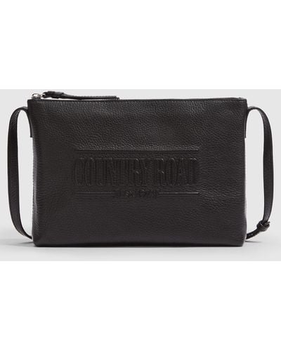 Country Road Heritage Leather Crossbody Bag - Black