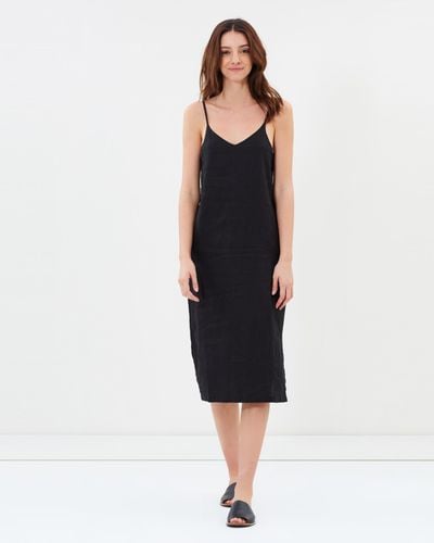 Assembly Label Linen Slip Dress - Black