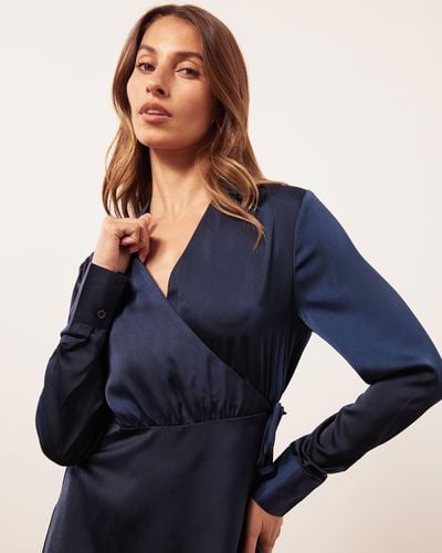 Atmos&Here Grace Satin Collar Mini Dress - Blue