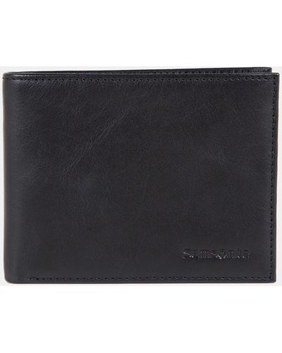 Samsonite Leather Wallets Wallet Coin Card Flap - Black