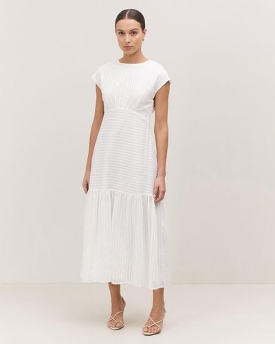 Minima Esenciales Gia Drop Shoulder Stripe Dress - Natural