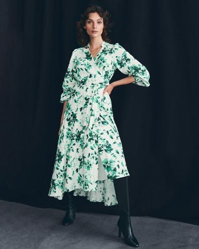Witchery Linen Ikat Floral Wrap Dress - Green