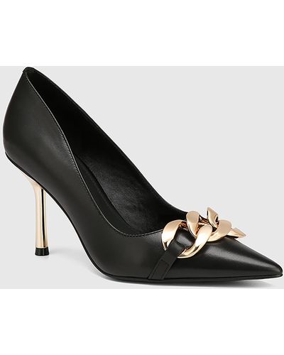 Wittner Qersi Leather Stiletto Heel Court Shoes - Black