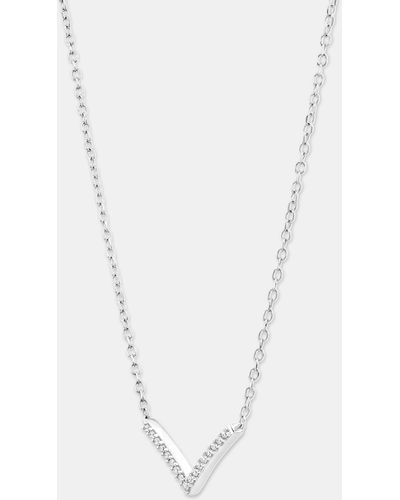 Michael Hill Chevron Necklace With 0.05 Carat Tw Diamonds In Sterling - White