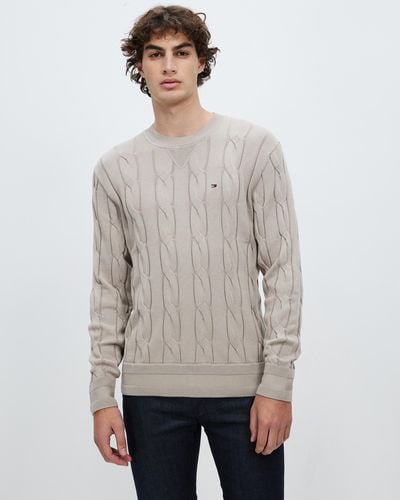 Tommy Hilfiger Essential Cable Crew Neck - Grey