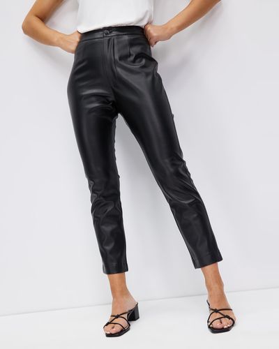 Atmos&Here Kelsea Cropped Leather Look Trousers - Black