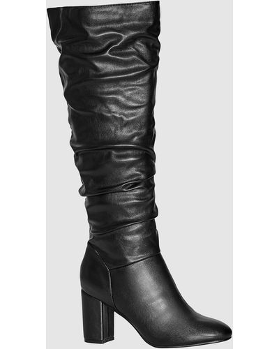 City Chic Petra Sleek Knee Boot - Black