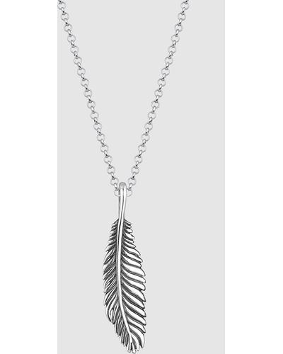 Kuzzoi Iconic Exclusive Necklace Feather Bird Oxide 925 Sterling - Metallic
