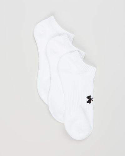 Under Armour 3 Pack Core No Show Socks - White