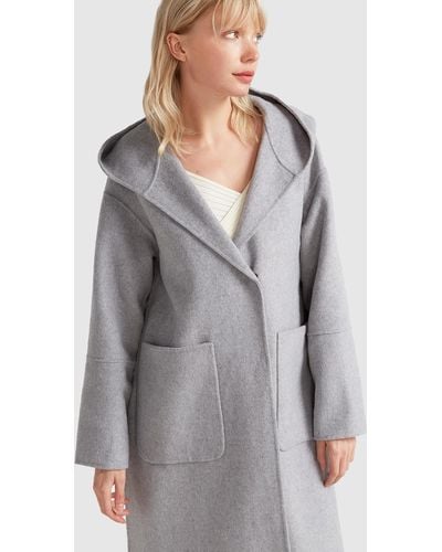 Belle & Bloom Walk This Way Wool Blend Hooded Coat - Grey
