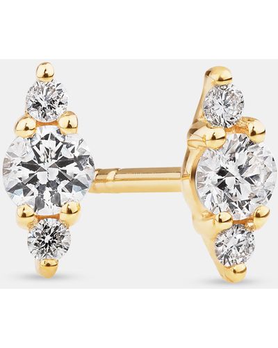 Michael Hill 3 Stone Stud Earrings With .21 Carat Tw Diamonds In 10kt Gold - White