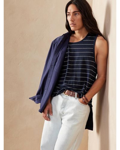 Banana Republic Relaxed Linen Tank - Blue