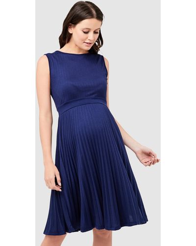 Ripe Maternity Knife Pleat Dress - Blue