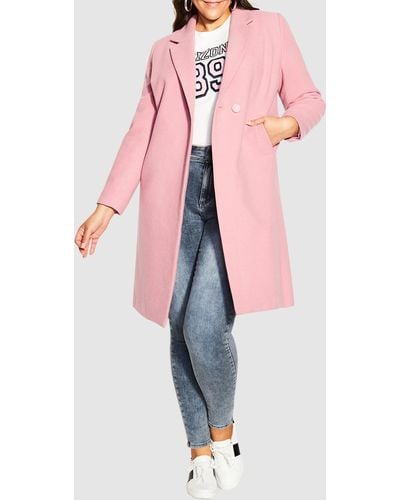 City Chic Effortless Chic Coat - Pink