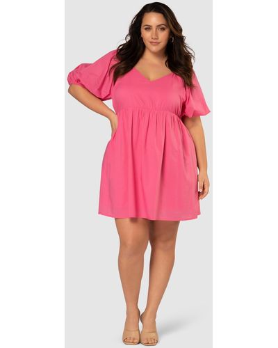 Something 4 Olivia Madi Puff Sleeve Mini Dress - Pink