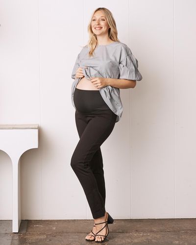 ANGEL MATERNITY Maternity Cotton Blouse Top - Grey