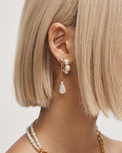 Mimco Juliet Pearl Hoop Earrings - Natural