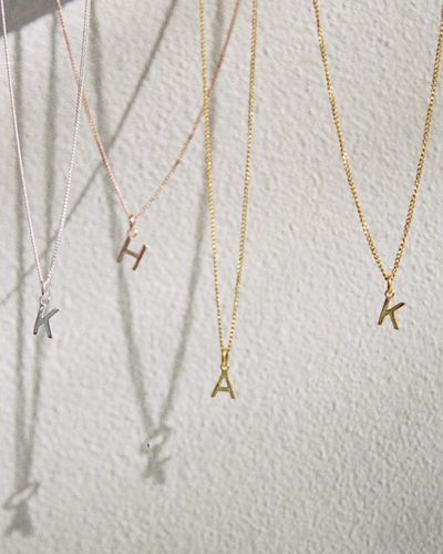 Kirstin Ash M Outline Initial Necklace - Metallic