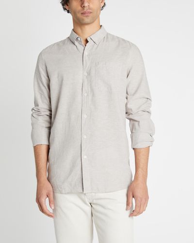 Staple Superior Hamilton Linen Blend Ls Shirt - Grey