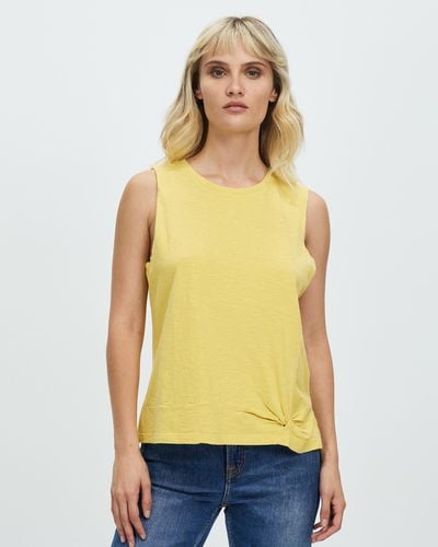 Foxwood Knot Front Crop Tank - Yellow